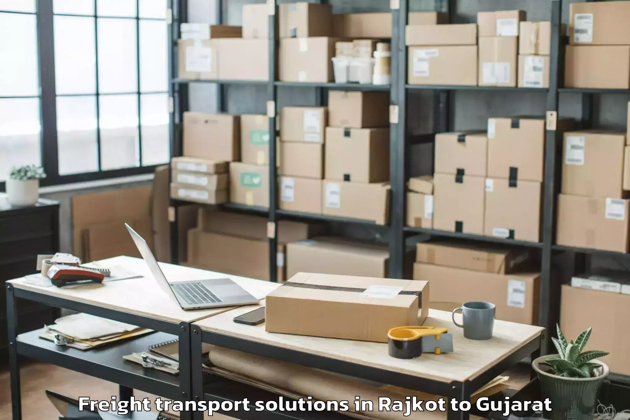 Top Rajkot to Jamkandorna Freight Transport Solutions Available